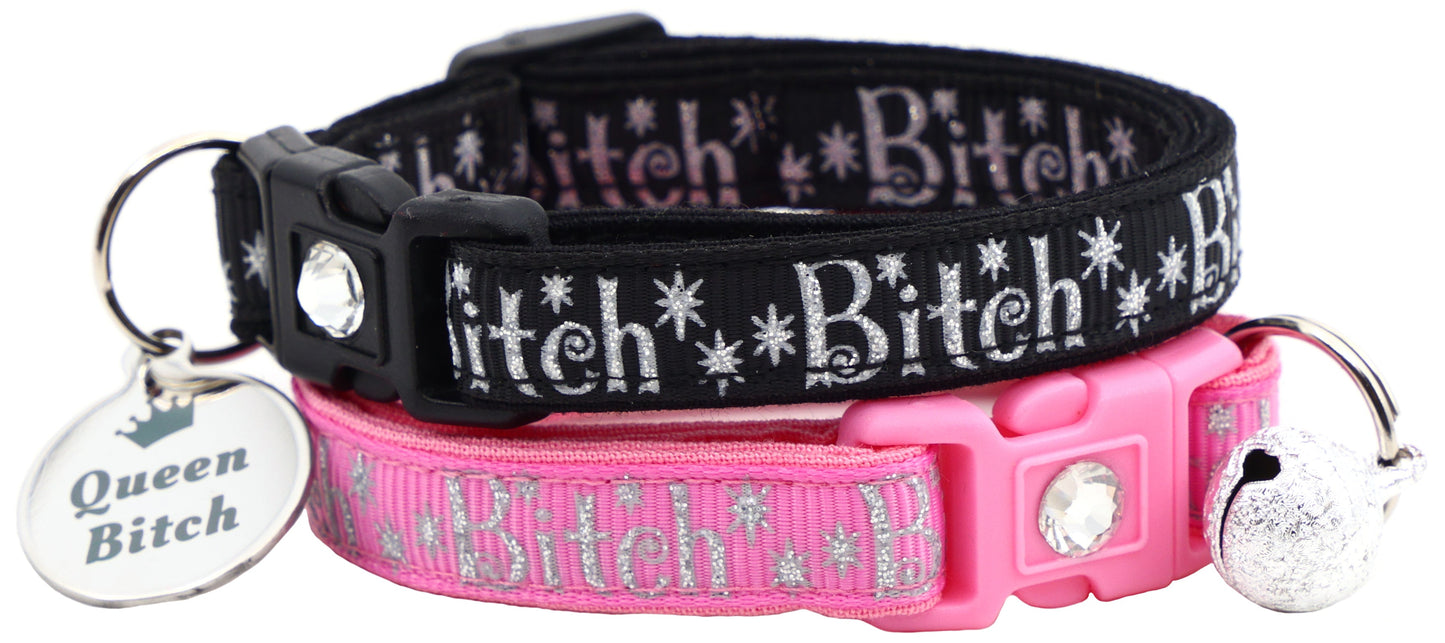 Silver Bitch Breakaway Cat Collar