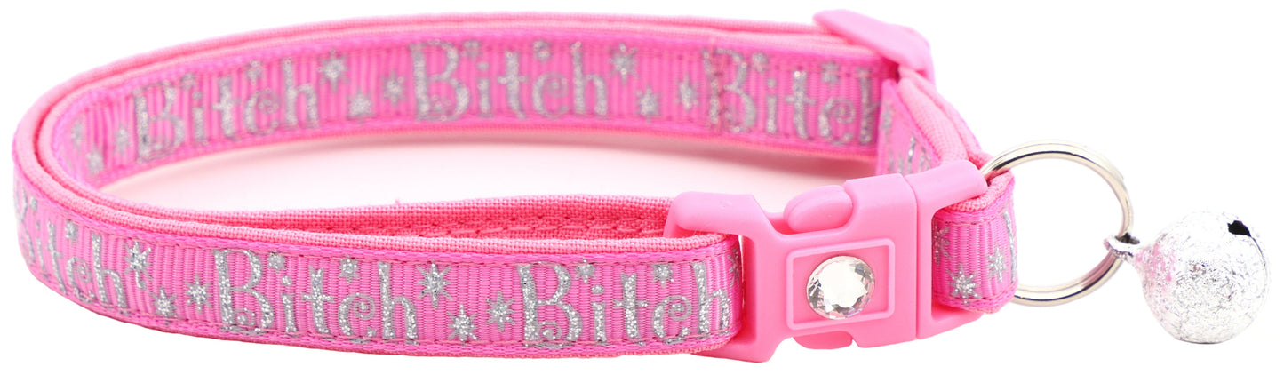 Silver Bitch Breakaway Cat Collar