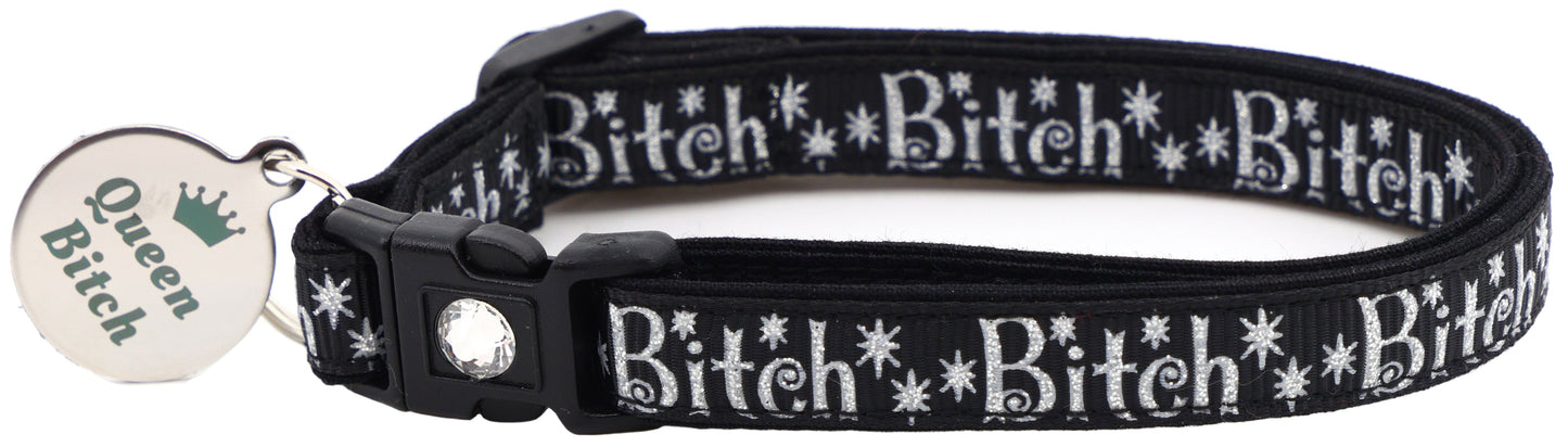 Silver Bitch Breakaway Cat Collar