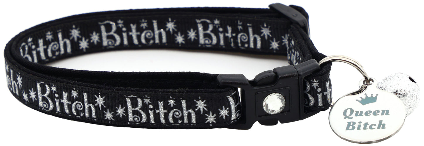 Silver Bitch Breakaway Cat Collar