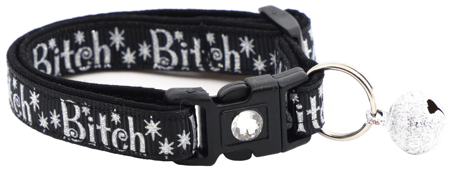 Silver Bitch Breakaway Cat Collar
