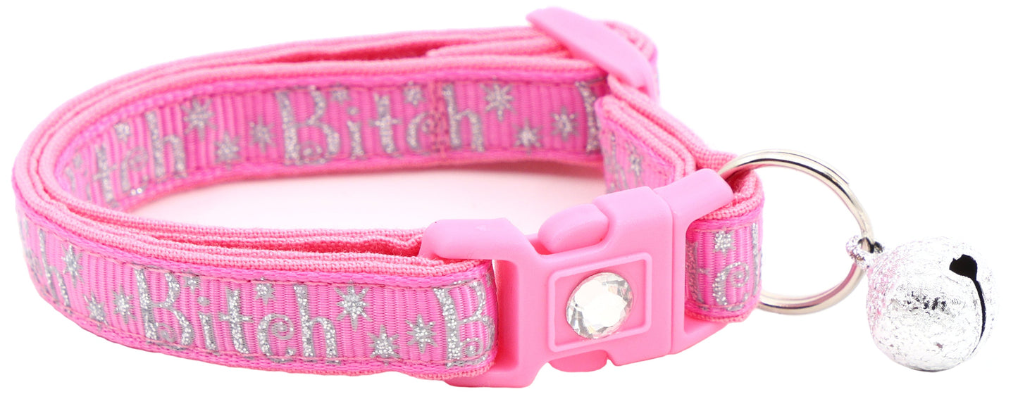 Silver Bitch Breakaway Cat Collar