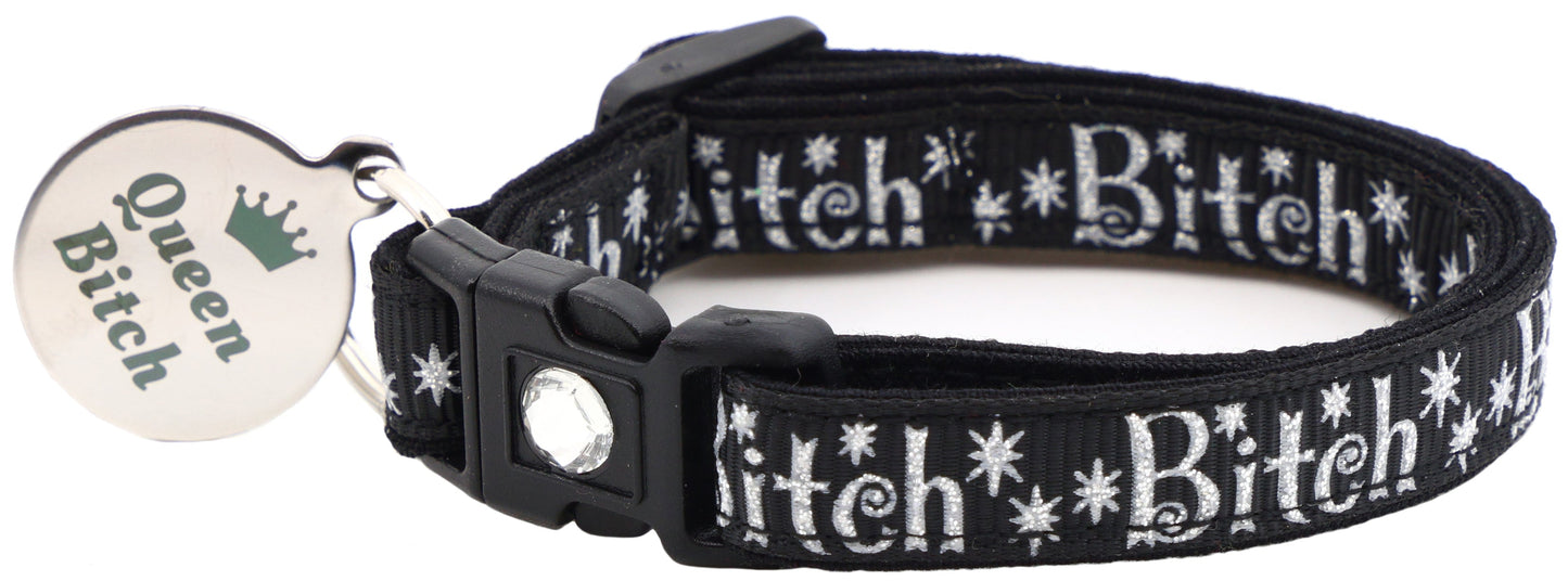 Silver Bitch Breakaway Cat Collar