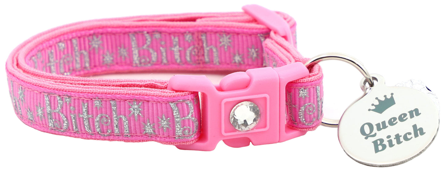 Silver Bitch Breakaway Cat Collar