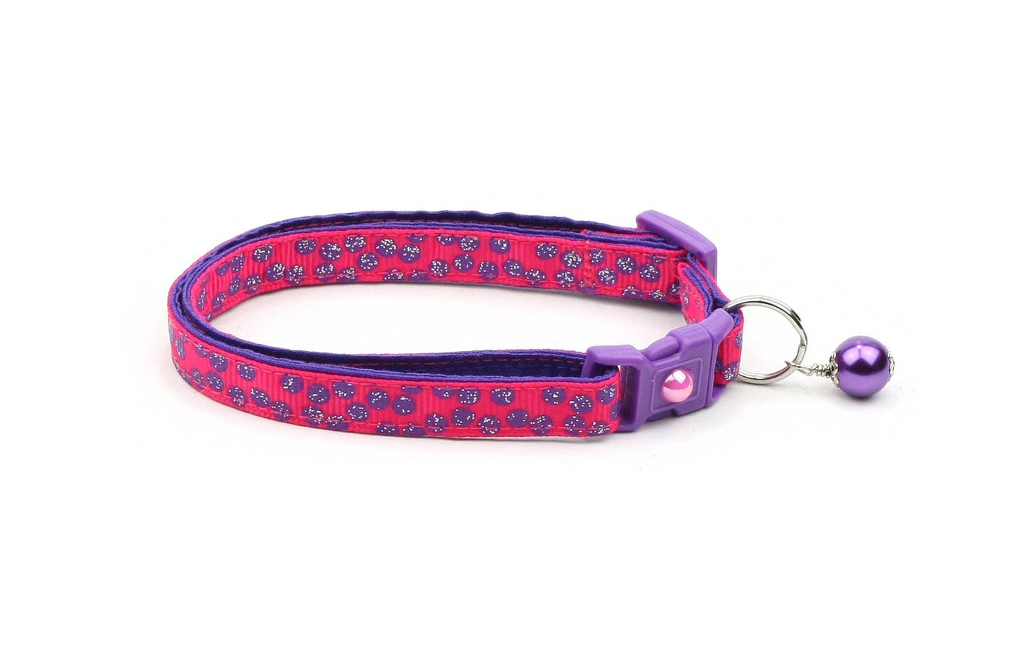 Purple Dots on Dark Pink Cat Collar