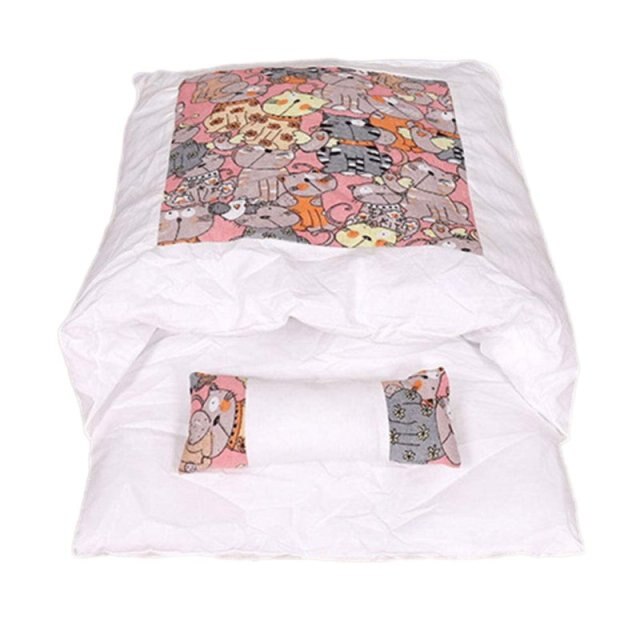 Winter Warm Pet Dog Cave Bed Soft Fleece Washable Removable for Cat Puppy Japanese Style Sleeping Bag Cushion House